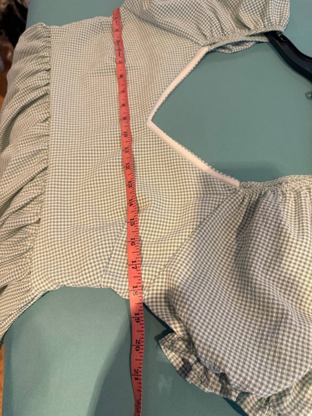 Altar’d state Green Gingham Puff Sleeve Babydoll Top - Picture 5 of 5